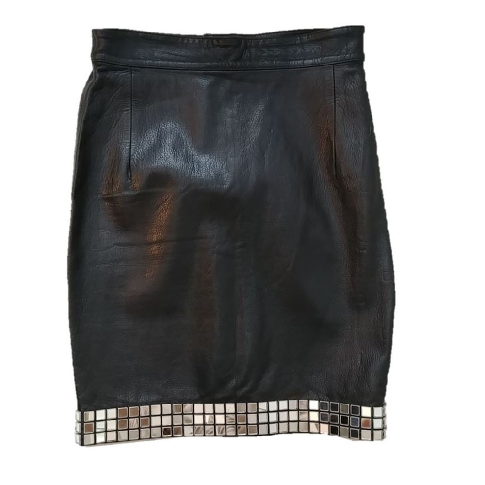 MOSCHINO LEATHER SKIRT WITH MIRROR HEM IT46